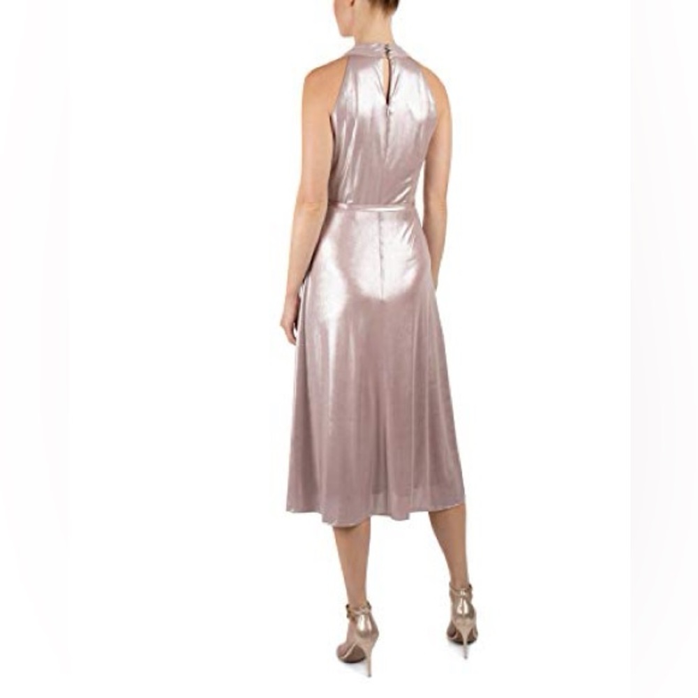 Donna Ricco Shimmering Blush Midi Dress - Picture 3 of 4
